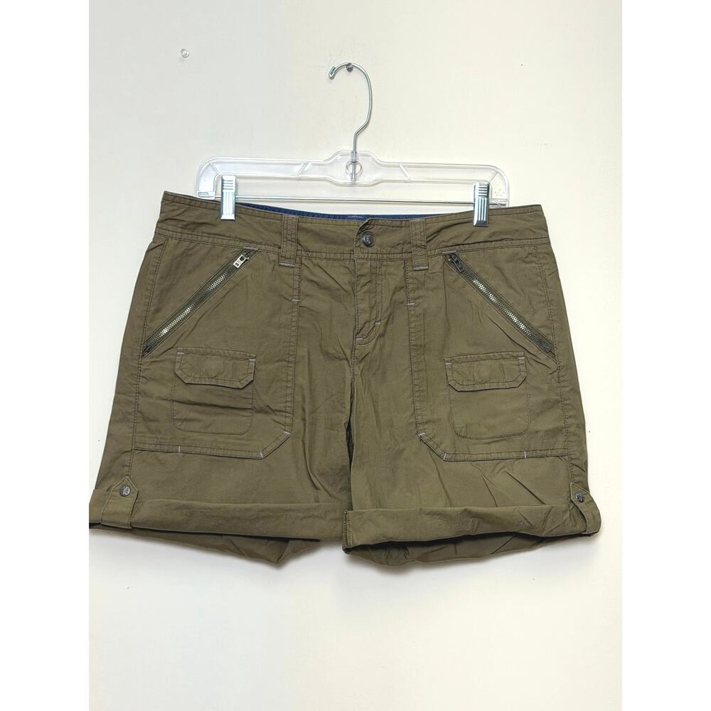 Athleta Costal Cargo Shorts Olive Sage Roll Up 10